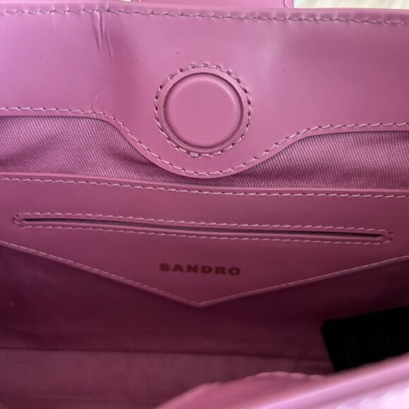 Sandro Pink Baguette bag in certified leather - Picture 6 of 8